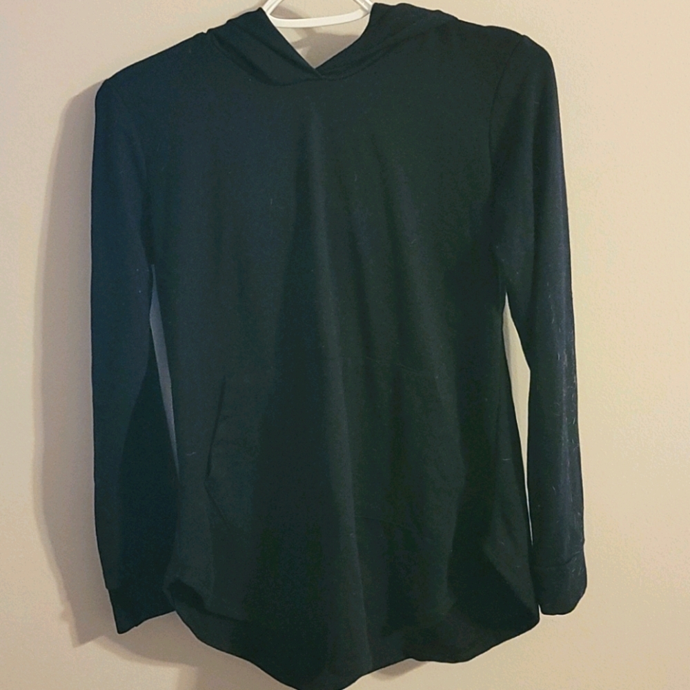 DOUBLJU BLACK LONG SLEEVE HOODED SWEATER